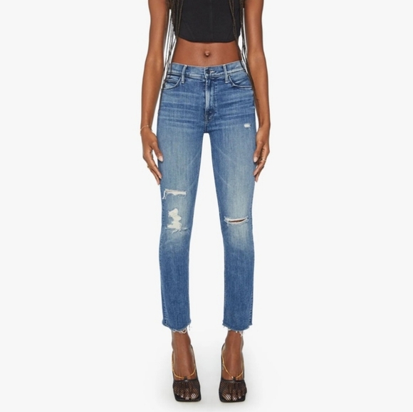 Mother The Midrise Dazzler Ankle Fray Weekend Kitten Denim Jeans - Picture 13 of 13